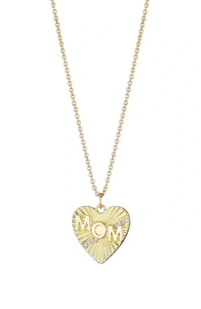 Adornia Cubic Zirconia Fluted 'mom' Heart Pendant Necklace