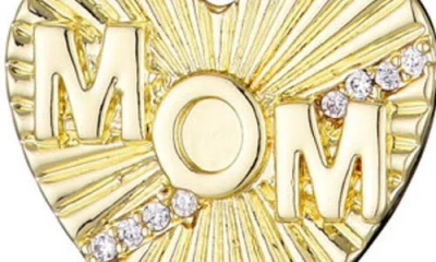 Adornia Cubic Zirconia Fluted 'mom' Heart Pendant Necklace