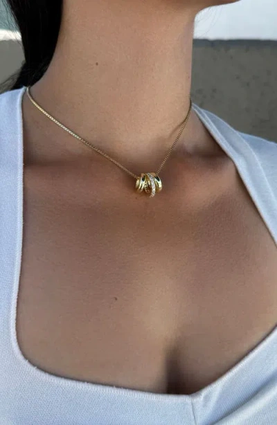 Adornia Gold Cubic Zirconia Three-ring Necklace