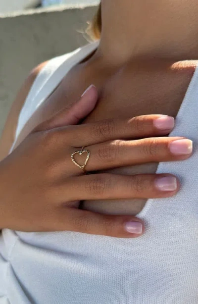 Adornia Hammered Open Heart Ring