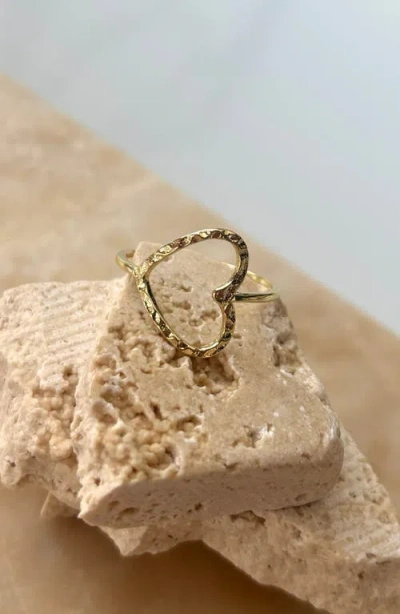 Adornia Hammered Open Heart Ring