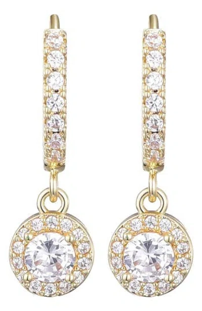 Adornia Cubic Zirconia Halo Drop Huggie Hoop Earrings