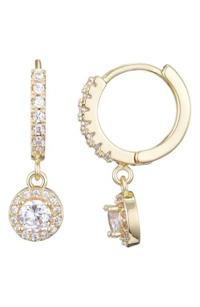 Adornia Cubic Zirconia Halo Drop Huggie Hoop Earrings