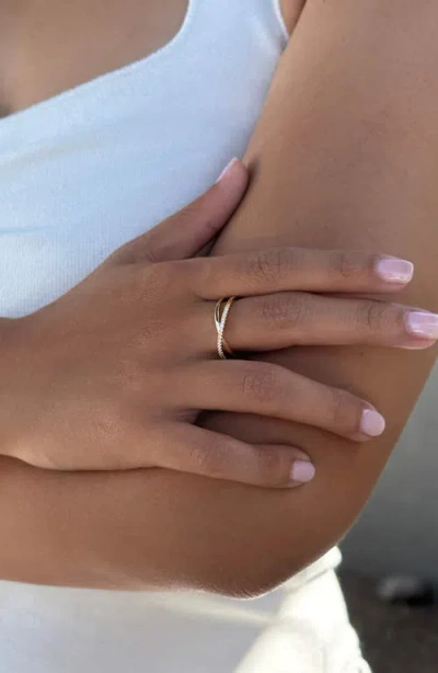 Adornia Fine Pavé Cz Crisscross Ring