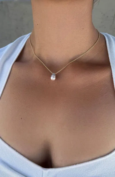 Adornia Hanging Freshwater Pearl Pendant Necklace