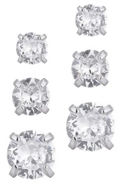 Adornia Set Of 3 Solitaire Cubic Zirconia Stud Earrings
