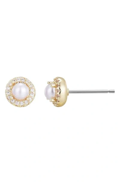 Adornia Freshwater Pearl & Cubic Zirconia Halo Stud Earrings