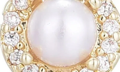 Adornia Freshwater Pearl & Cubic Zirconia Halo Stud Earrings