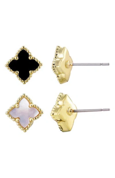 Adornia 14k Plated Mother-of-pearl Clover Stud Set Earrings