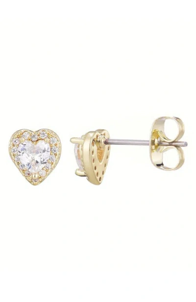 Adornia 14k Gold Plated Heart Cz Halo Stud Earrings