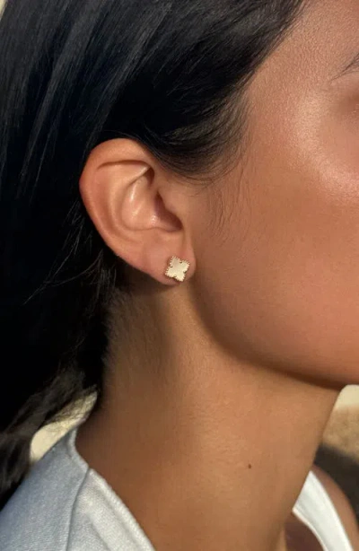 Adornia 14k Plated Mother-of-pearl Clover Stud Set Earrings