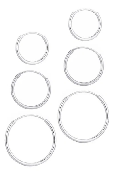 Adornia Fine Set Of 3 Sterling Silver Hoop Earrings