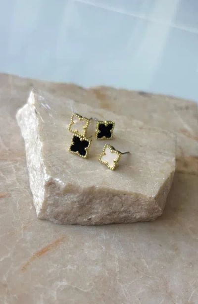 Adornia 14k Plated Mother-of-pearl Clover Stud Set Earrings