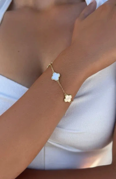 Adornia Mother-of-pearl Clover Station Bracelet