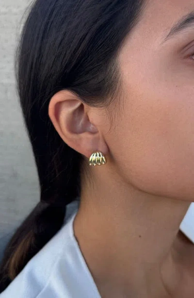 Adornia Fluted Wrap Stud Earrings