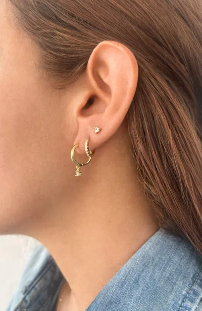 Adornia Set Of 3 Cubic Zirconia Stud & Huggie Hoop Earrings