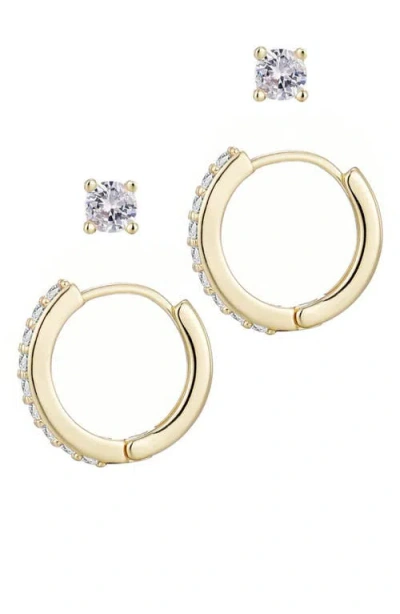 Adornia Set Of 2 Cubic Zirconia Huggie Hoop Earrings