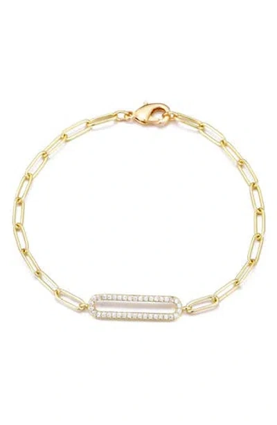 Adornia Gold Cubic Zirconia Elongated Pave Link Bracelet