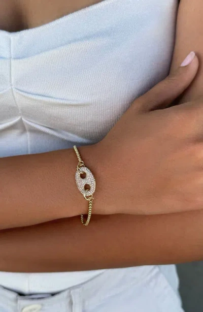 Adornia 14k Plated Cz Crystal Mariner Link Bracelet