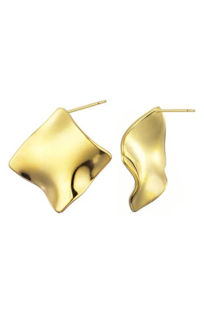 Adornia Tarnish Resistant 18k Gold Plated Wave Stud Earrings In Gold