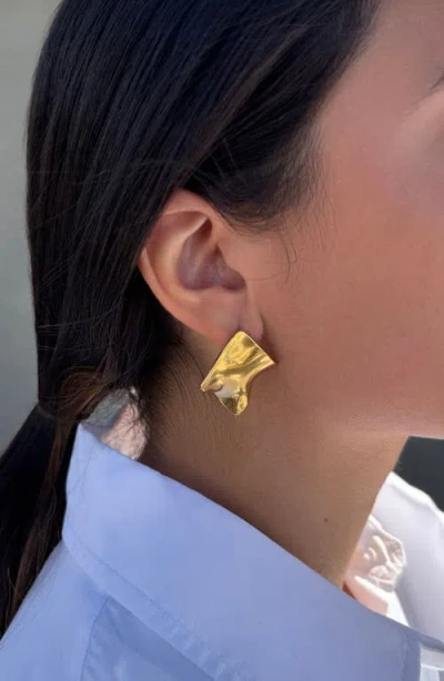 Adornia Tarnish Resistant 18k Gold Plated Wave Stud Earrings In Gold