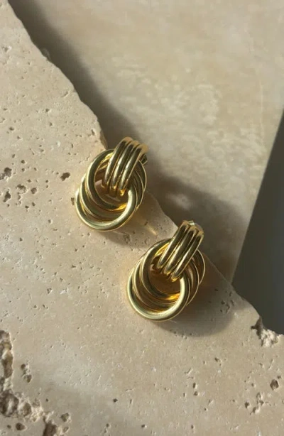 Adornia Gold Plated Doorknocker Stud Earrings In Gold