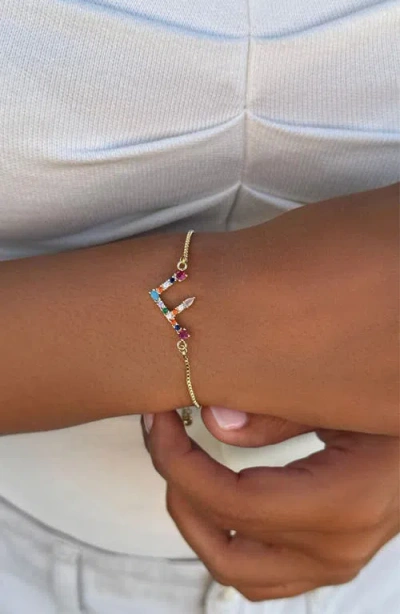 Adornia Mixed Crystal Initial Chain Bracelet