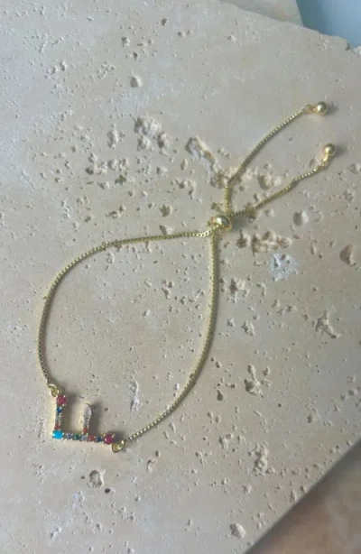 Adornia Mixed Crystal Initial Chain Bracelet