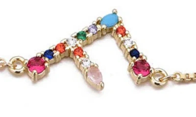 Adornia Mixed Crystal Initial Chain Bracelet