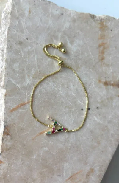 Adornia Mixed Crystal Initial Chain Bracelet