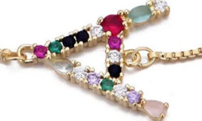 Adornia Mixed Crystal Initial Chain Bracelet