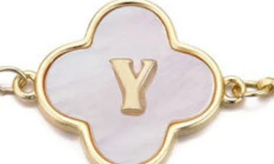Adornia Mother Of Pearl Initial Clover Bracelet