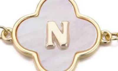 Adornia Mother Of Pearl Initial Clover Bracelet