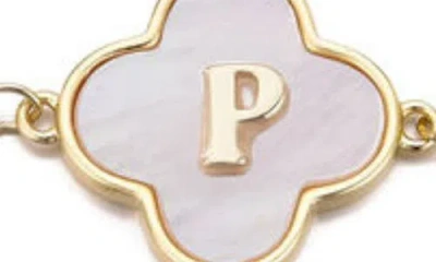 Adornia Mother Of Pearl Initial Clover Bracelet