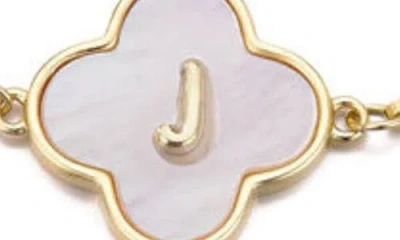 Adornia Mother Of Pearl Initial Clover Bracelet