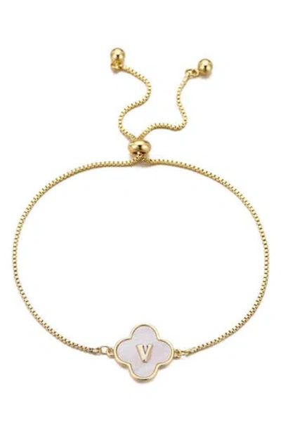 Adornia Mother Of Pearl Initial Clover Bracelet