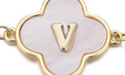 Adornia Mother Of Pearl Initial Clover Bracelet