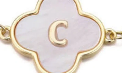 Adornia Mother Of Pearl Initial Clover Bracelet