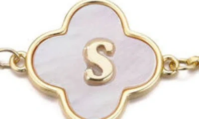 Adornia Mother Of Pearl Initial Clover Bracelet