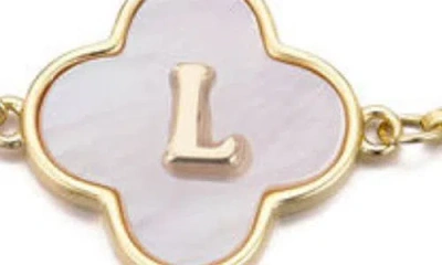 Adornia Mother Of Pearl Initial Clover Bracelet