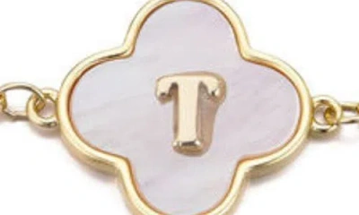 Adornia Mother Of Pearl Initial Clover Bracelet