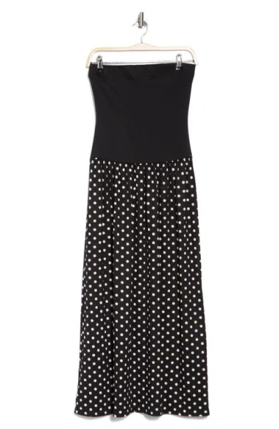 Loveappella Strapless Mixed Media Maxi Dress