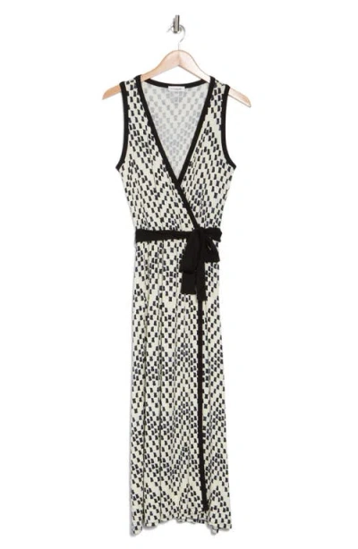 Loveappella Wrap Style Print Midi Dress