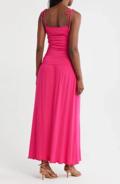 Loveappella Tie Strap Ruched Fit & Flare Midi Dress