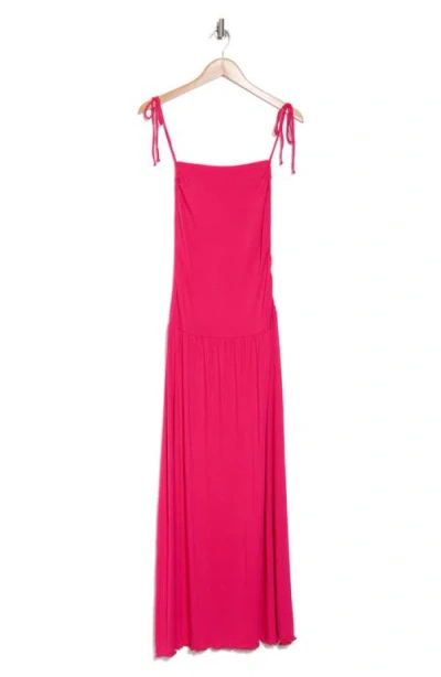 Loveappella Tie Strap Ruched Fit & Flare Midi Dress