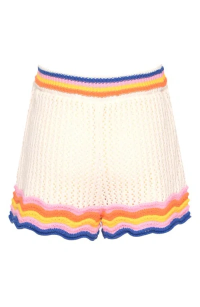 Hannah Banana Kids' Scalloped Open Knit Shorts In Multi