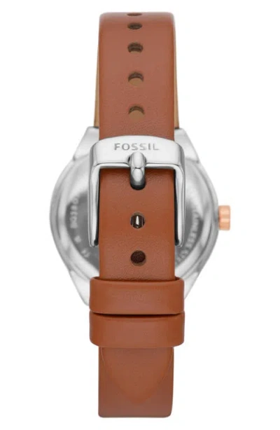 Fossil Eevie Three-hand Leather Strap Watch, 30mm
