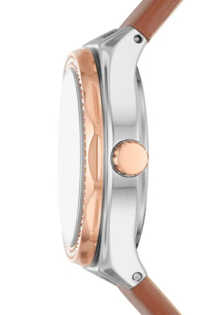 Fossil Eevie Three-hand Leather Strap Watch, 30mm