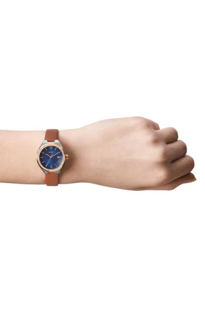 Fossil Eevie Three-hand Leather Strap Watch, 30mm