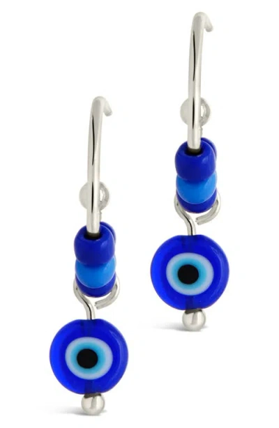 Sterling Forever Sibyl Evil Eye Drop Beaded Hoop Earrings